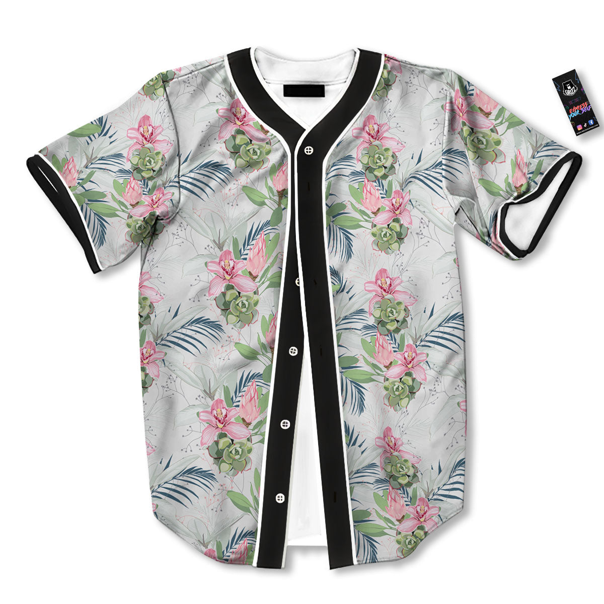 Protea Pink Print Pattern Baseball Jersey-grizzshop