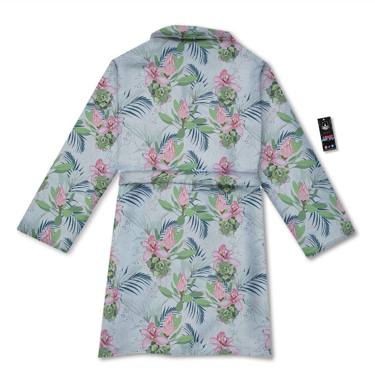 Protea Pink Print Pattern Bathrobe-grizzshop