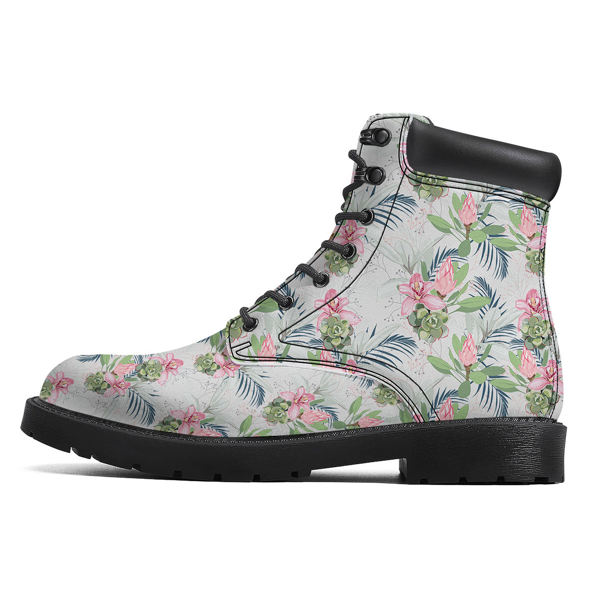 Protea Pink Print Pattern Boots-grizzshop