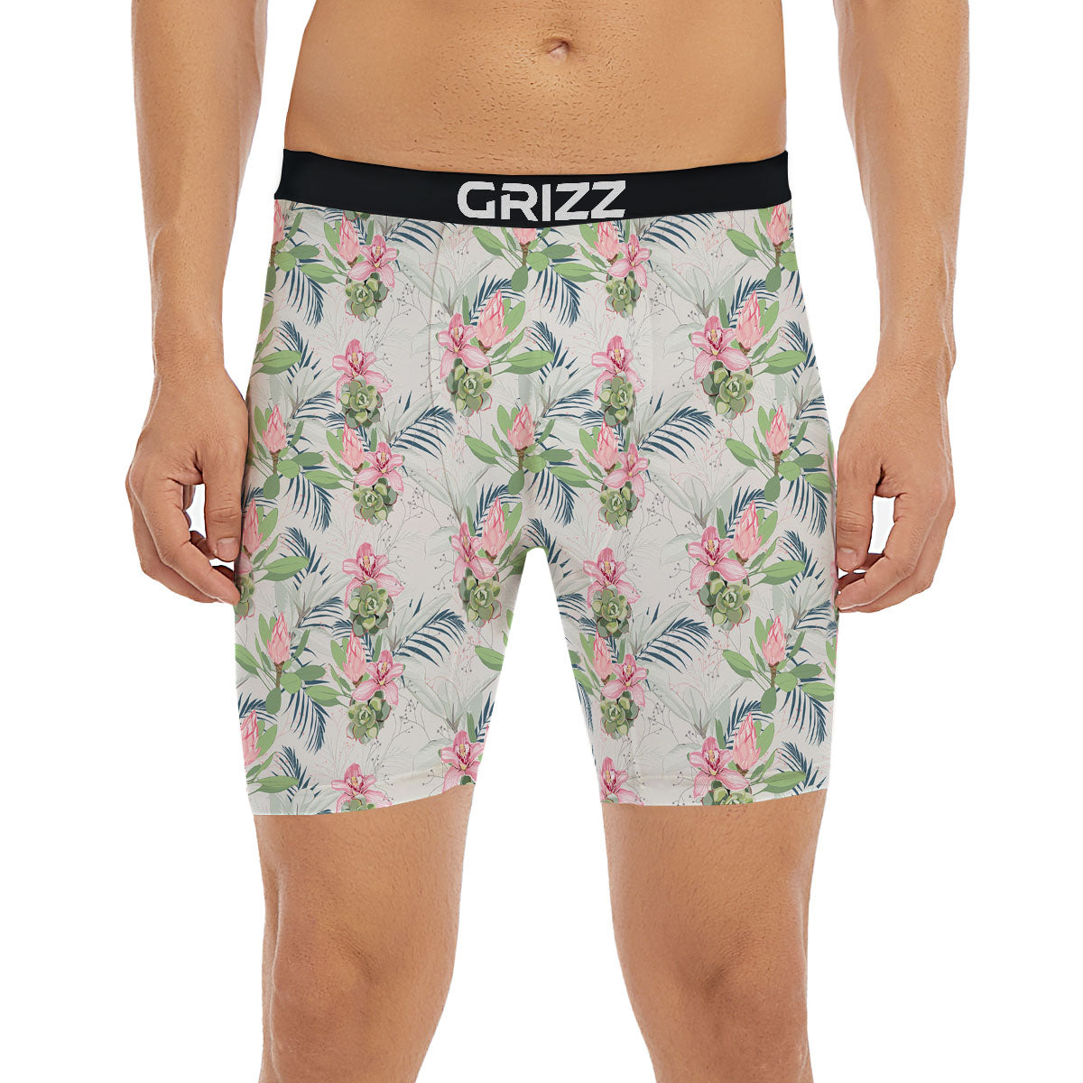 Protea Pink Print Pattern Boxer Briefs-grizzshop