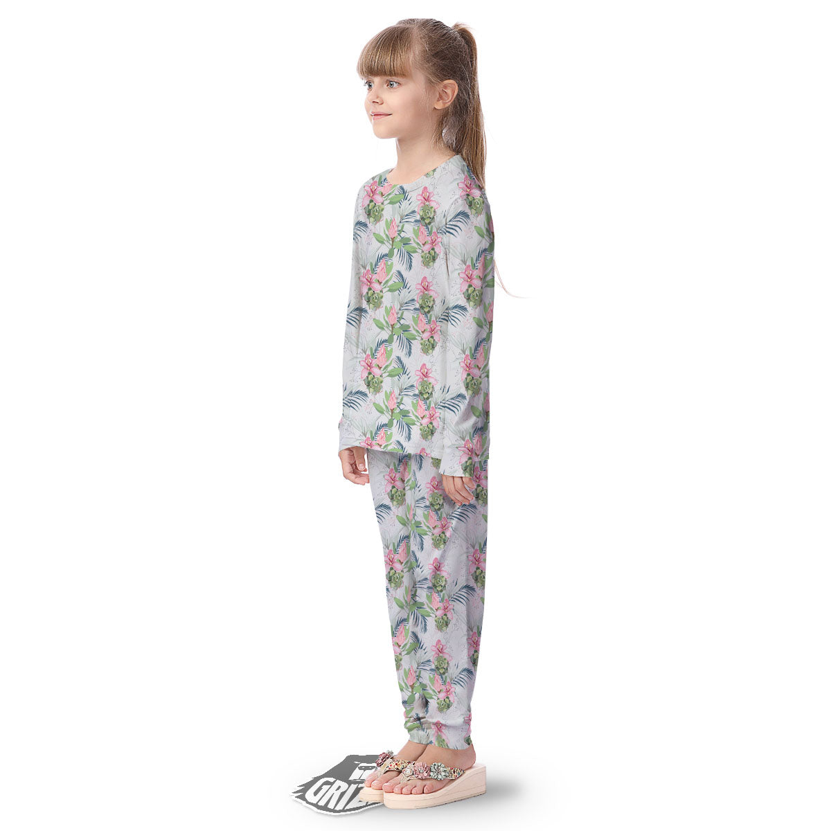 Protea Pink Print Pattern Kid's Pajamas-grizzshop