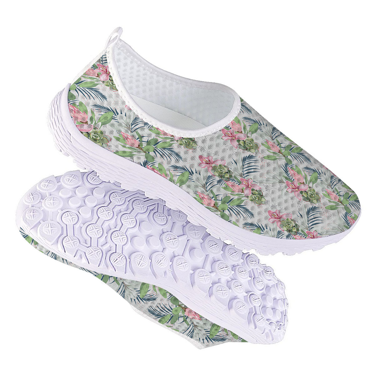 Protea Pink Print Pattern Nurse Shoes-grizzshop