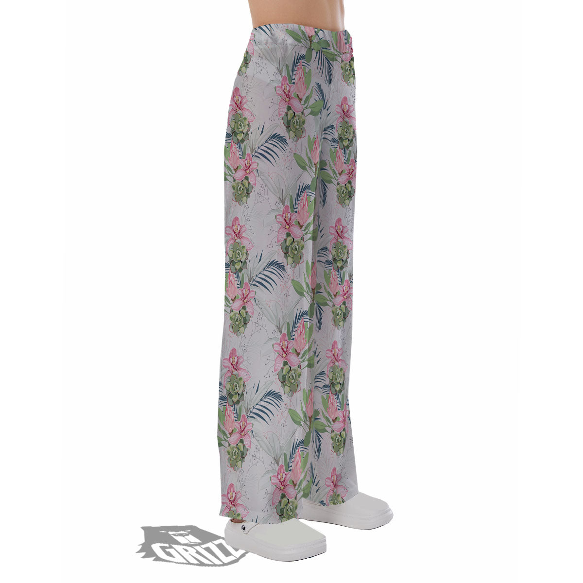 Protea Pink Print Pattern Pajama Pants-grizzshop