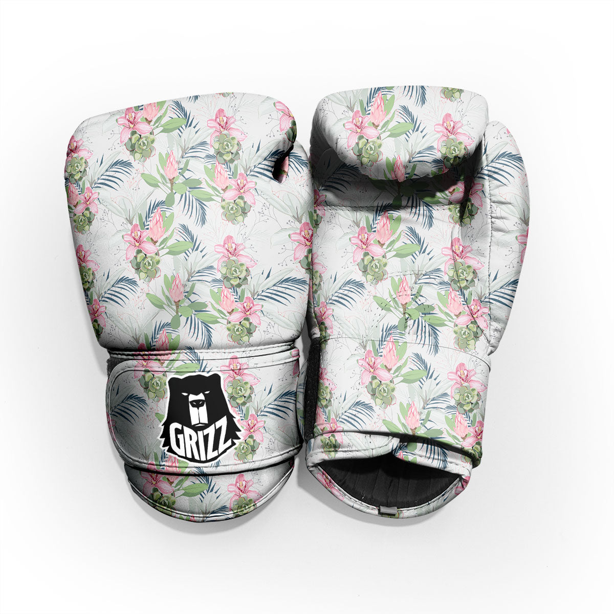 Protea Pink Print Pattern Sparring Gloves-grizzshop
