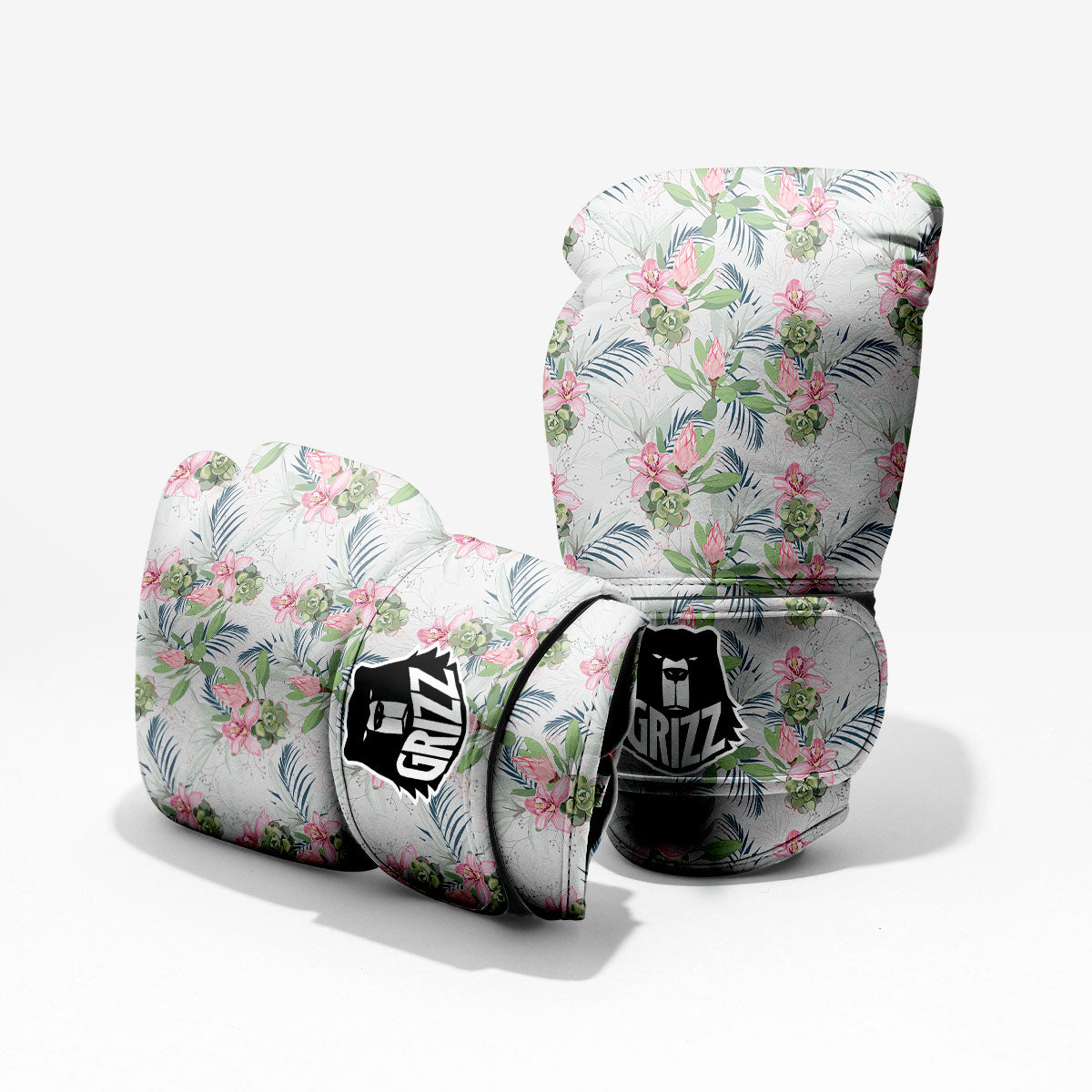 Protea Pink Print Pattern Sparring Gloves-grizzshop