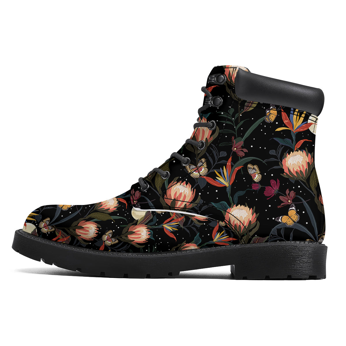 Protea Watercolor Print Pattern Boots-grizzshop