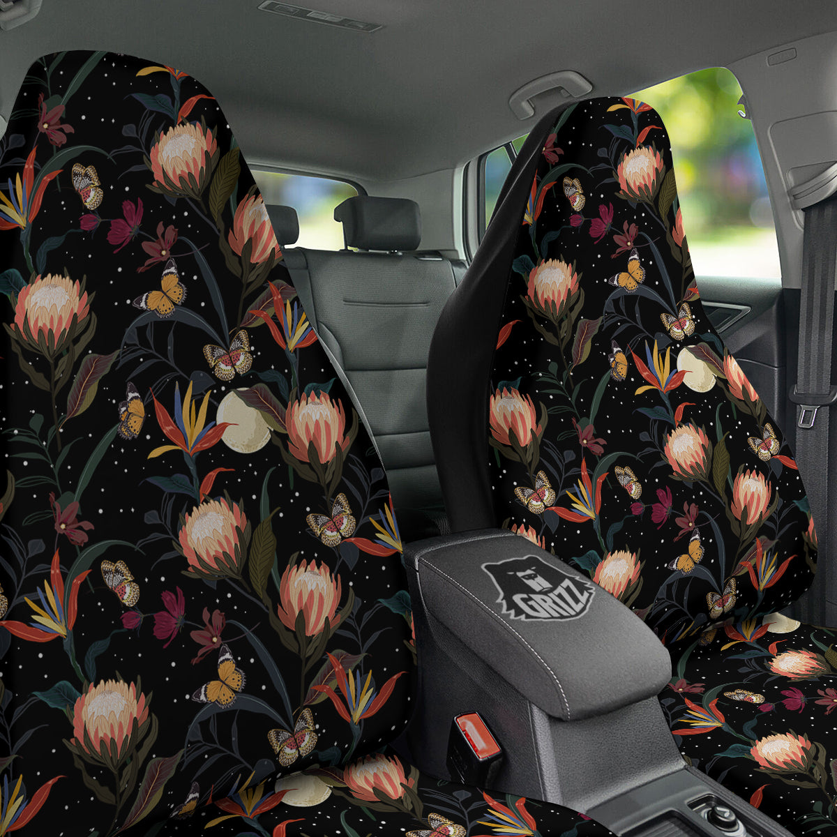 Protea Watercolor Print Pattern Car Seat Covers-grizzshop