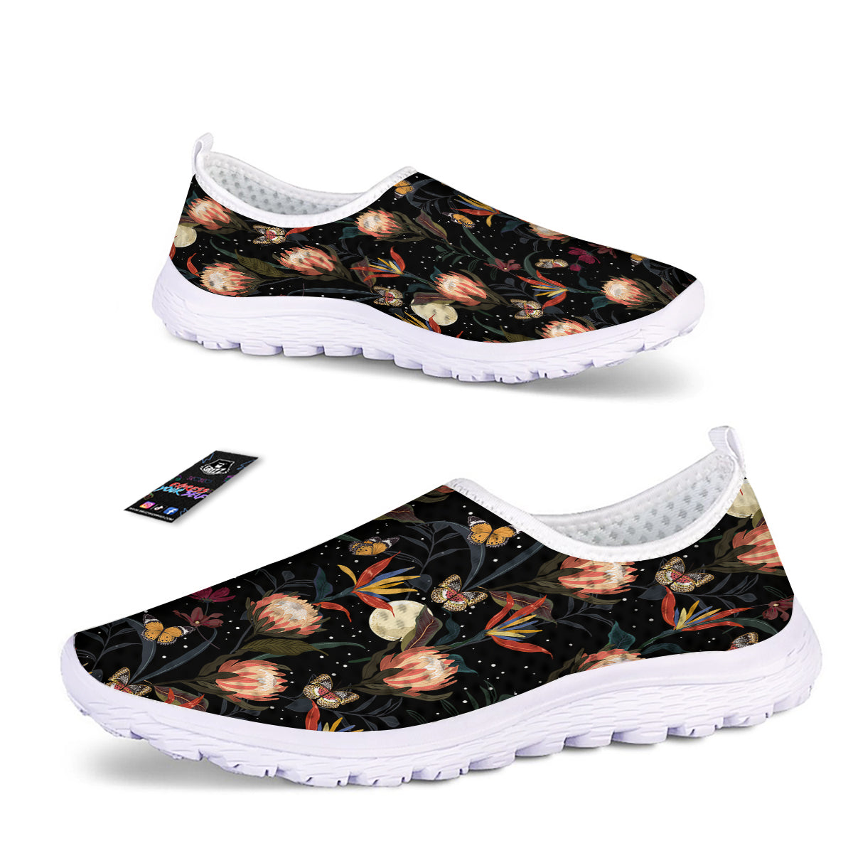 Protea Watercolor Print Pattern Nurse Shoes-grizzshop
