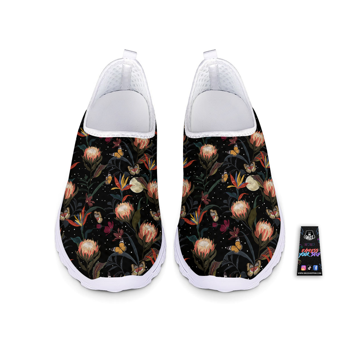 Protea Watercolor Print Pattern Nurse Shoes-grizzshop