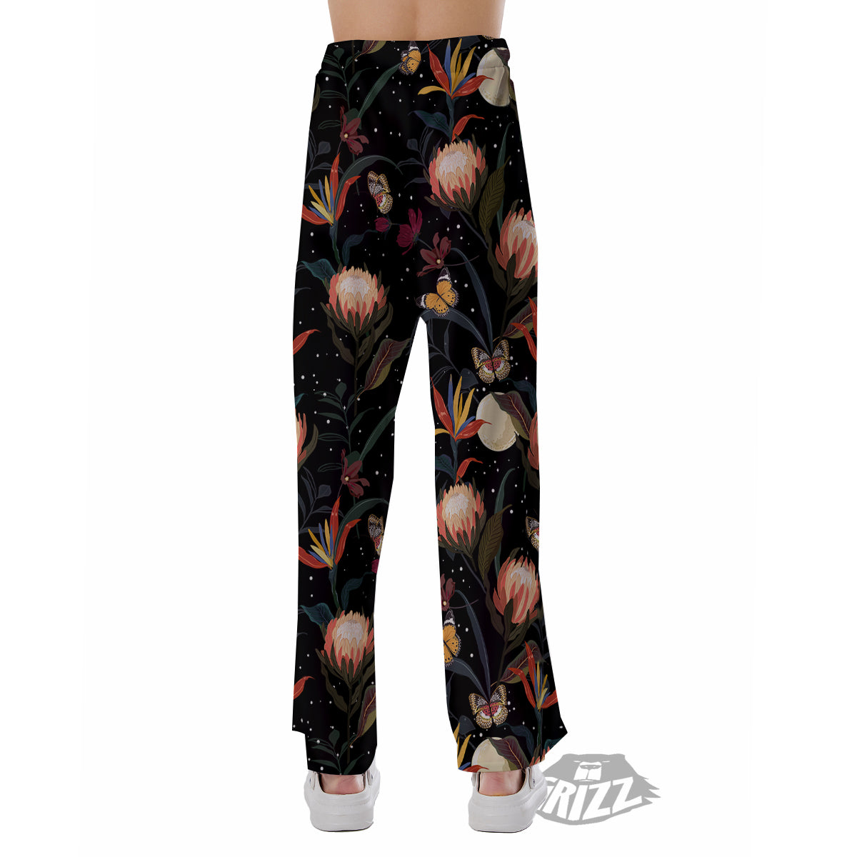 Protea Watercolor Print Pattern Pajama Pants-grizzshop
