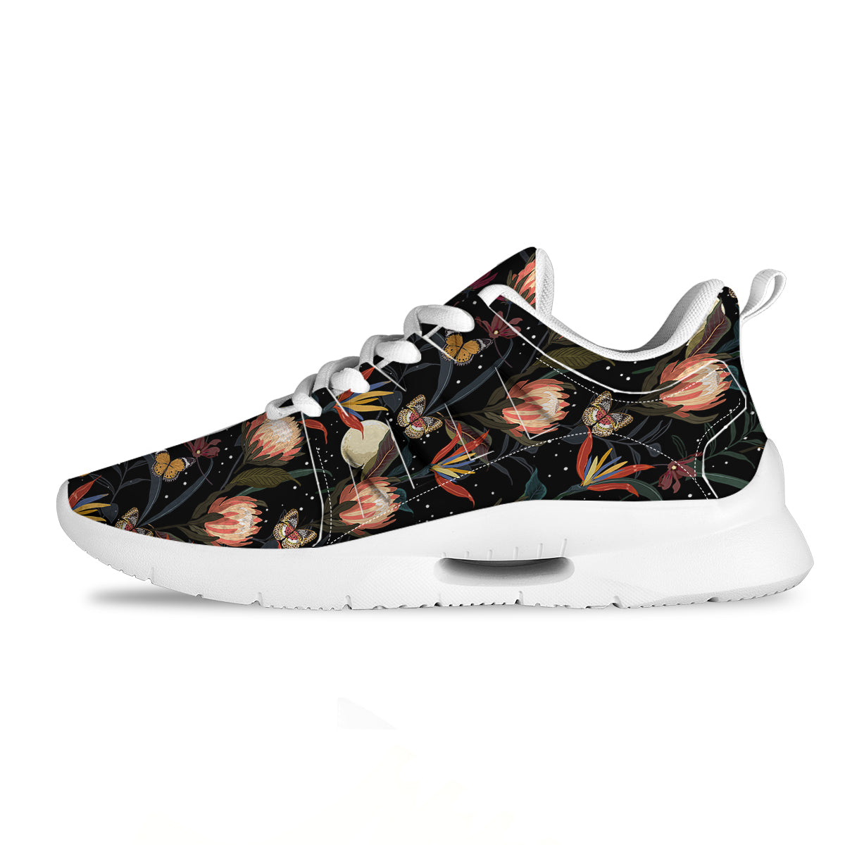 Protea Watercolor Print Pattern Tennis Shoes-grizzshop