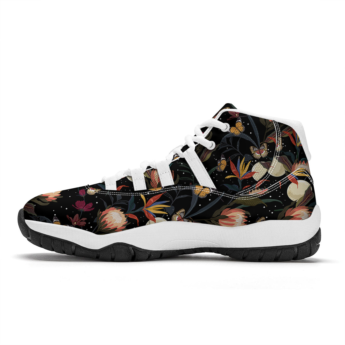 Protea Watercolor Print Pattern White Bball Shoes-grizzshop