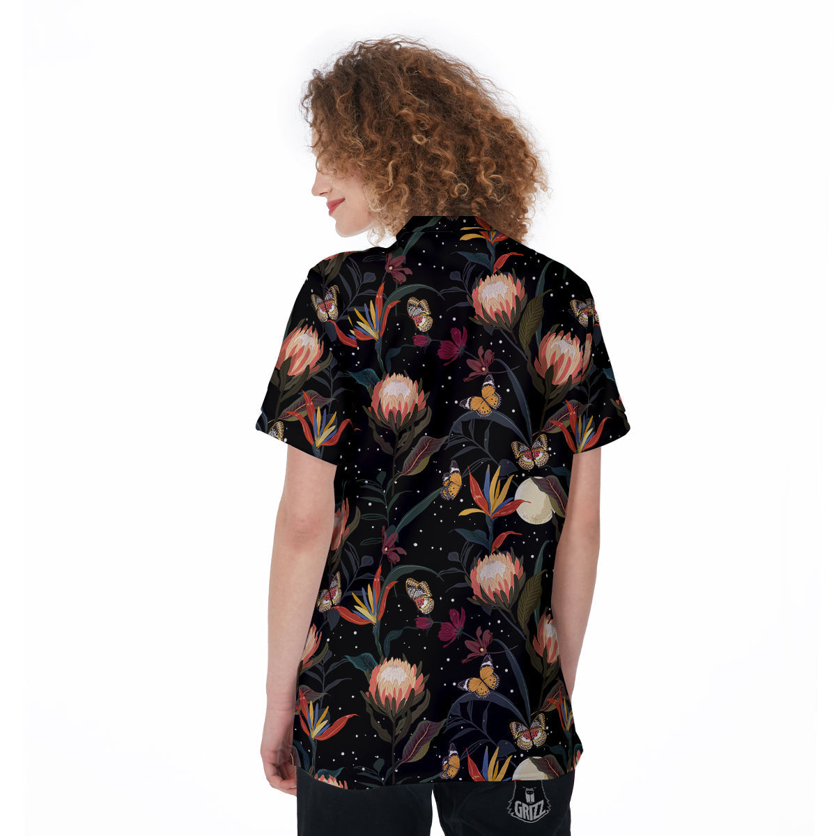 Protea Watercolor Print Pattern Women's Golf Shirts-grizzshop