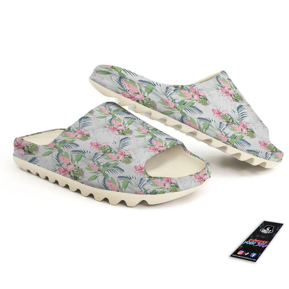 Protea Pink Print Pattern Sandals-grizzshop
