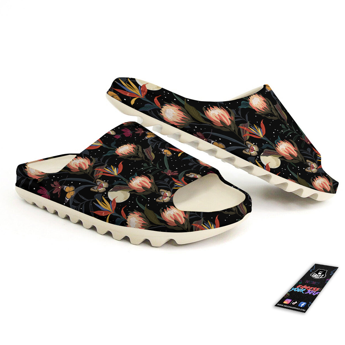 Protea Watercolor Print Pattern Sandals-grizzshop