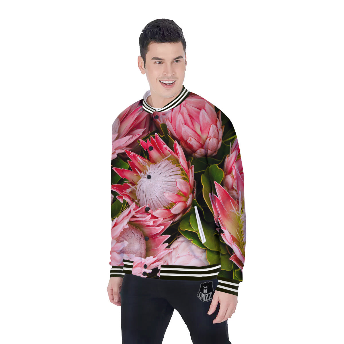 Proteas Bunches Print Baseball Jacket-grizzshop