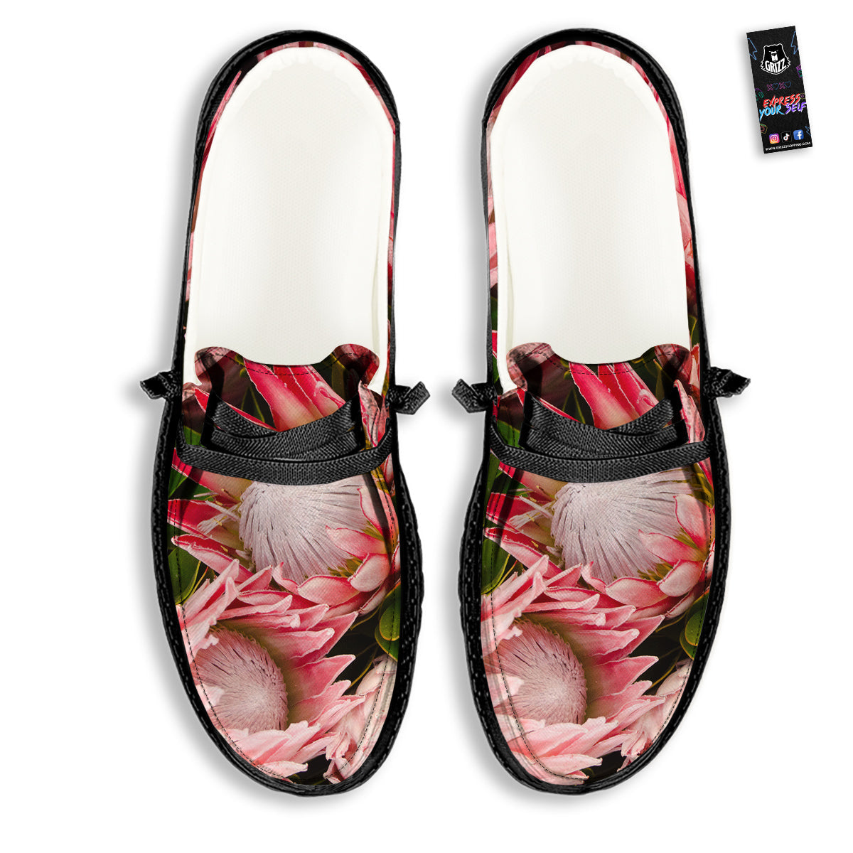 Proteas Bunches Print Black Loafers-grizzshop