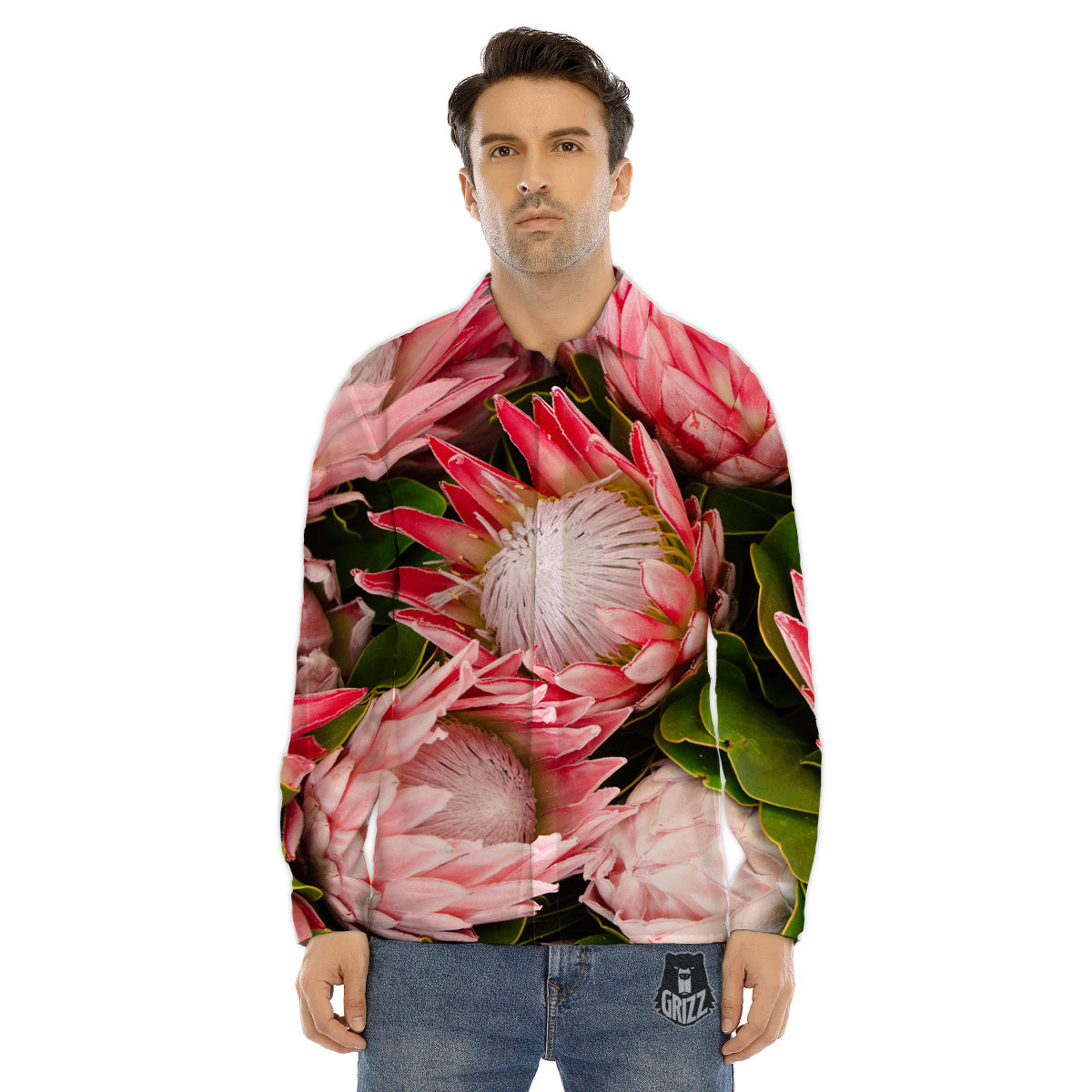 Proteas Bunches Print Men's Dress Shirts-grizzshop