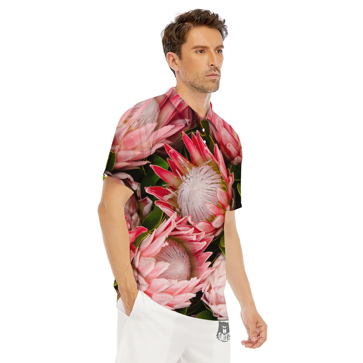 Proteas Bunches Print Men's Golf Shirts-grizzshop