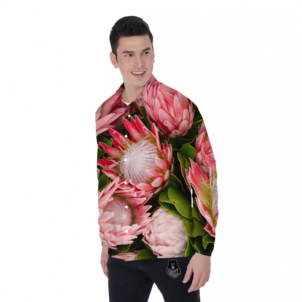 Proteas Bunches Print Men's Long Sleeve Shirts-grizzshop