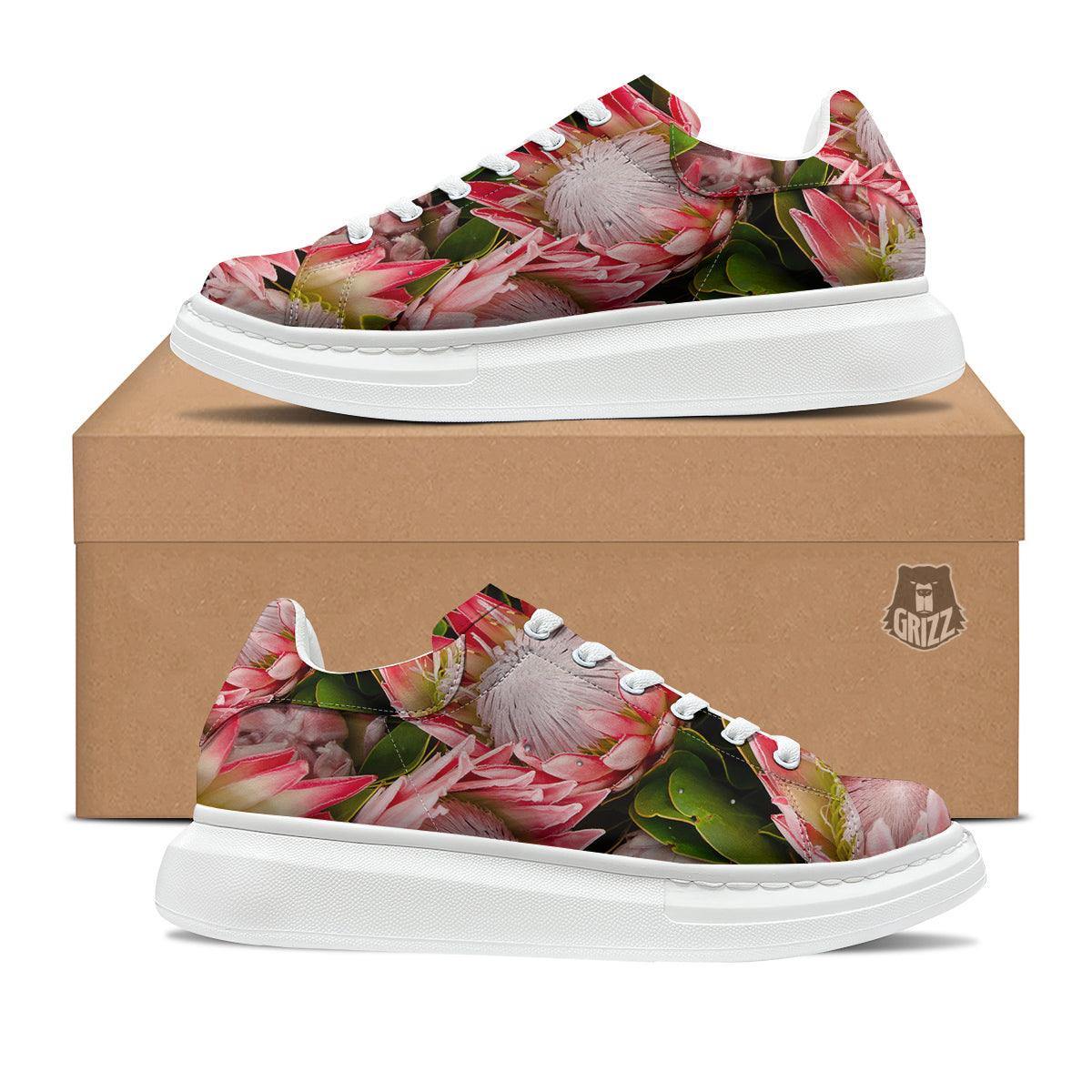 Proteas Bunches Print Platform Shoes-grizzshop