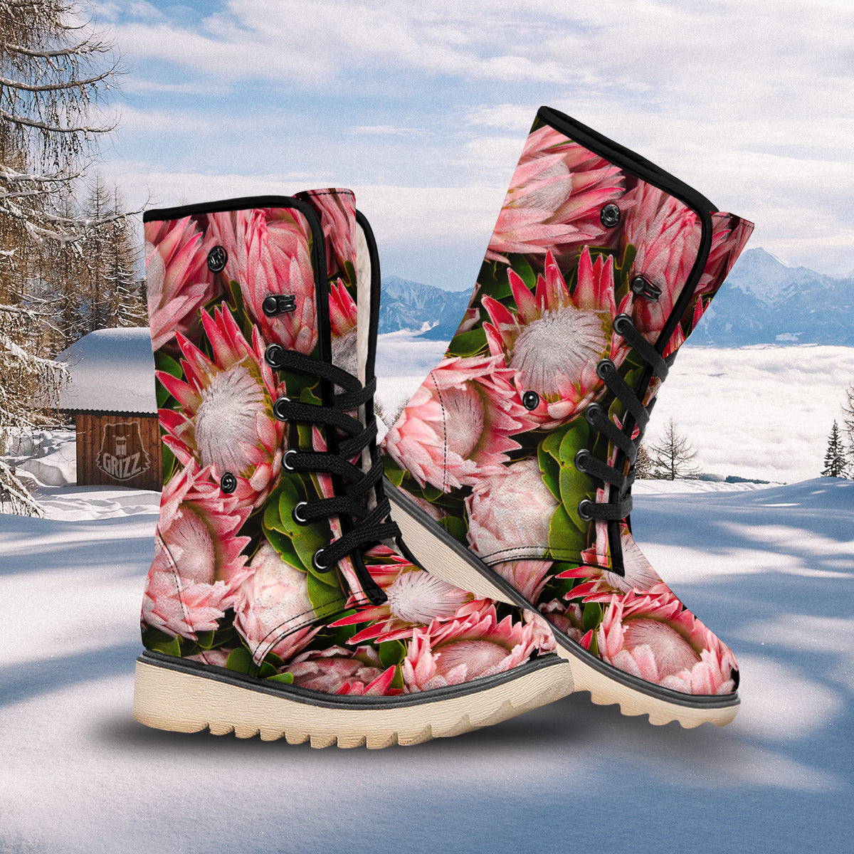Proteas Bunches Print Snow Boots-grizzshop