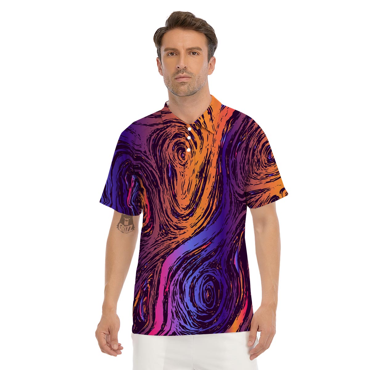 Psychedelic Abstract Men's Golf Shirts-grizzshop
