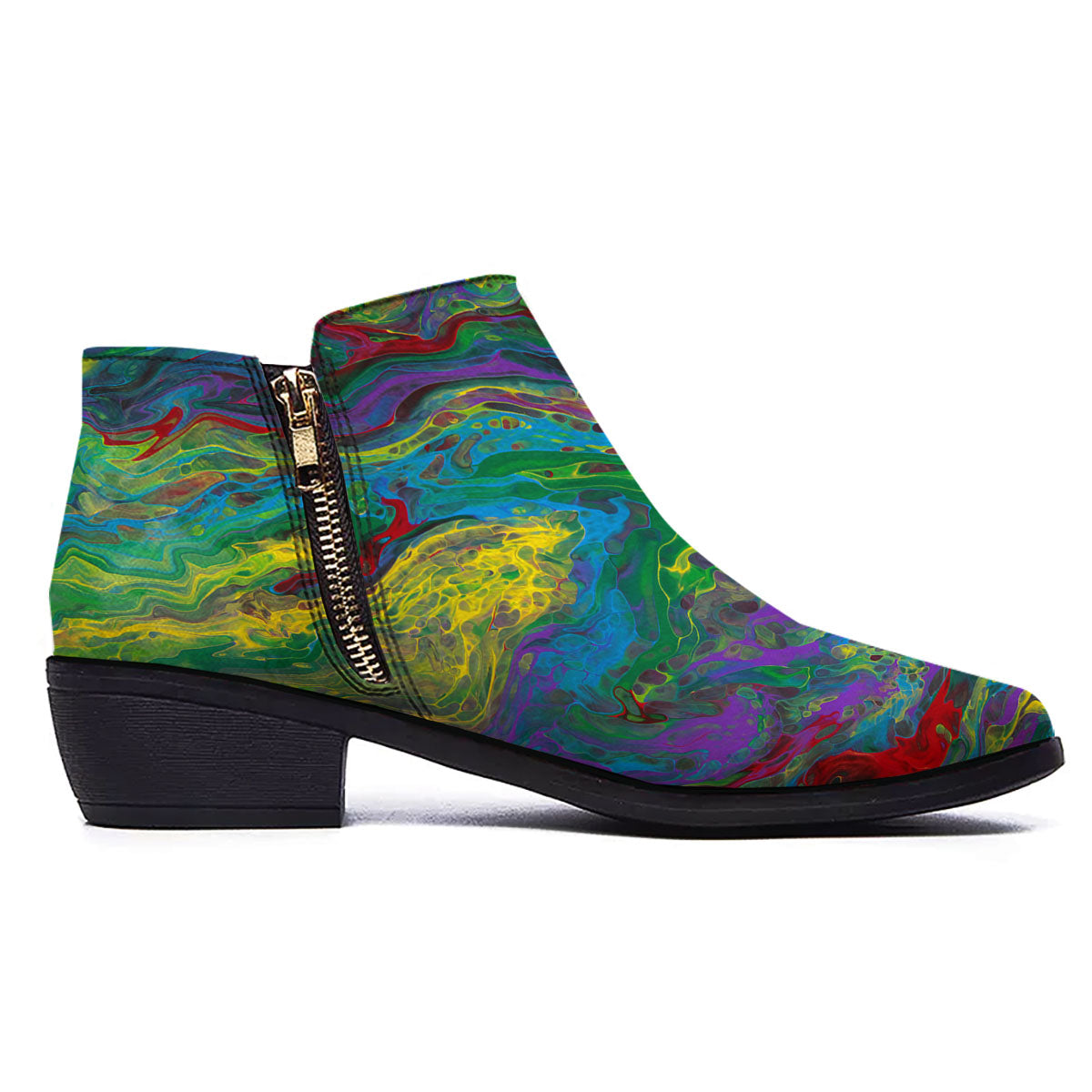 Psychedelic Abstract Print Ankle Boots-grizzshop