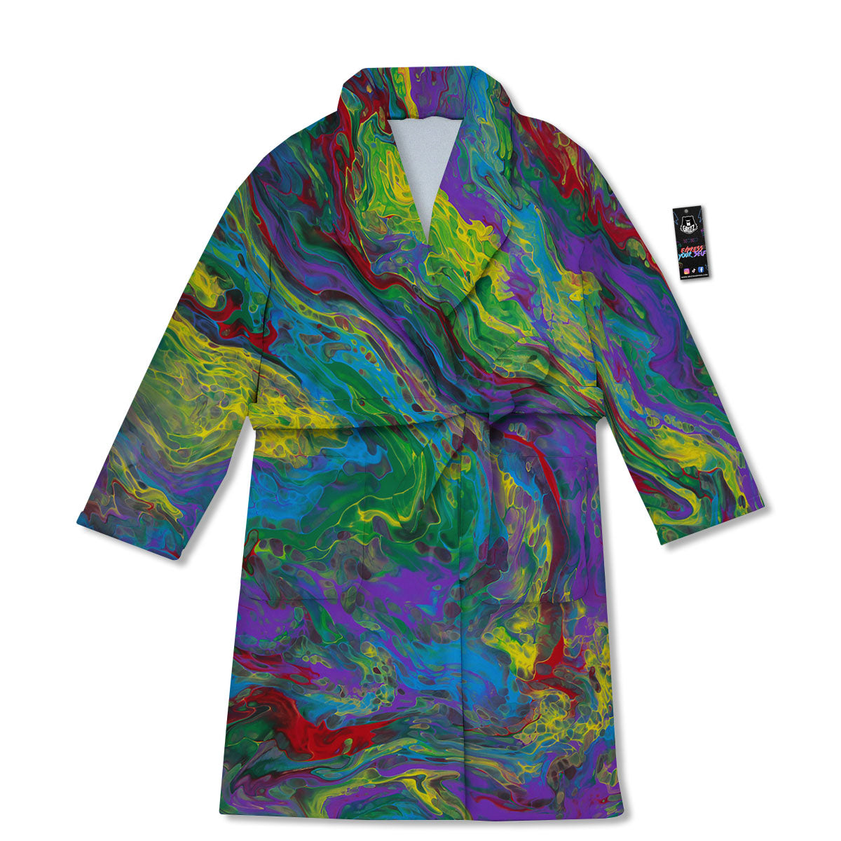 Psychedelic Abstract Print Bathrobe-grizzshop