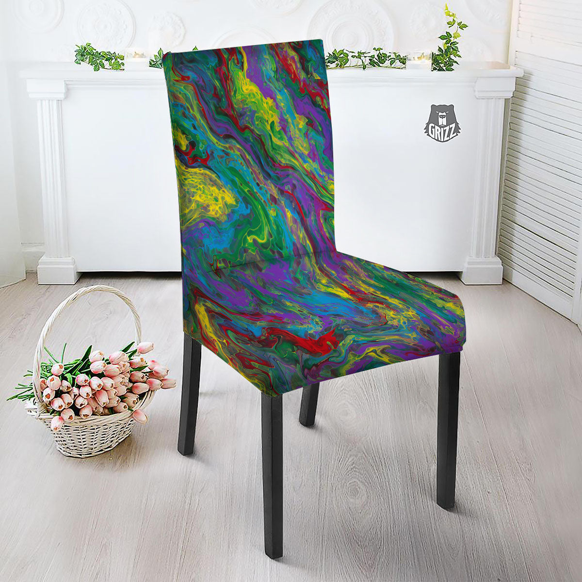 Psychedelic Abstract Print Dining Chair Slipcover-grizzshop