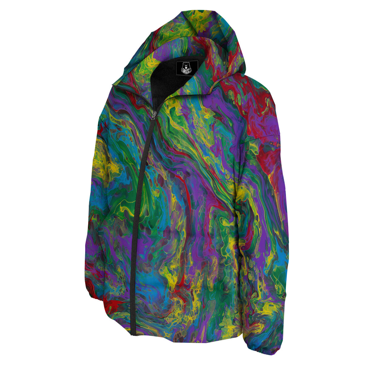 Psychedelic Abstract Print Down Jacket-grizzshop