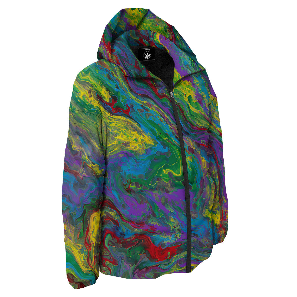 Psychedelic Abstract Print Down Jacket-grizzshop