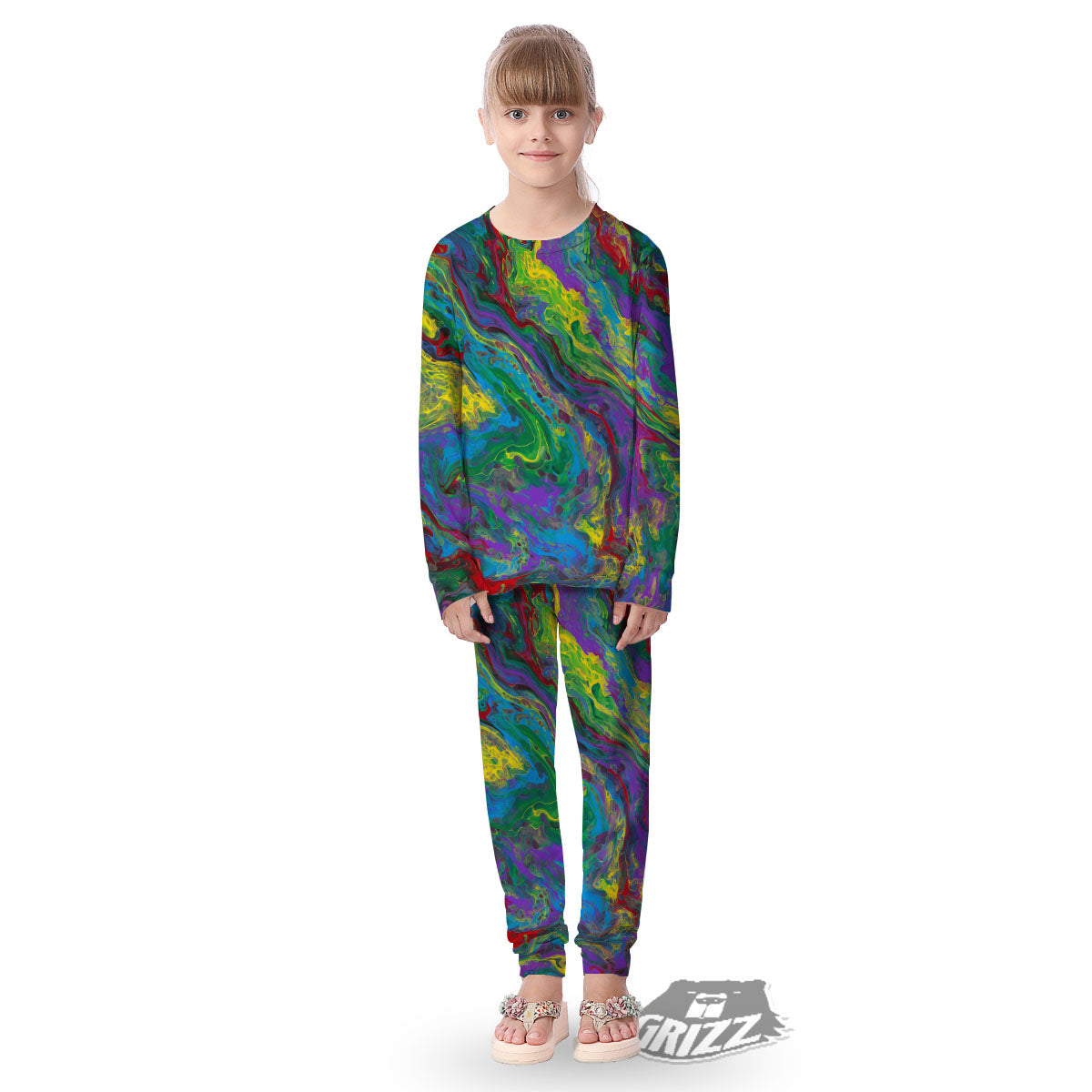 Psychedelic Abstract Print Kid's Pajamas-grizzshop
