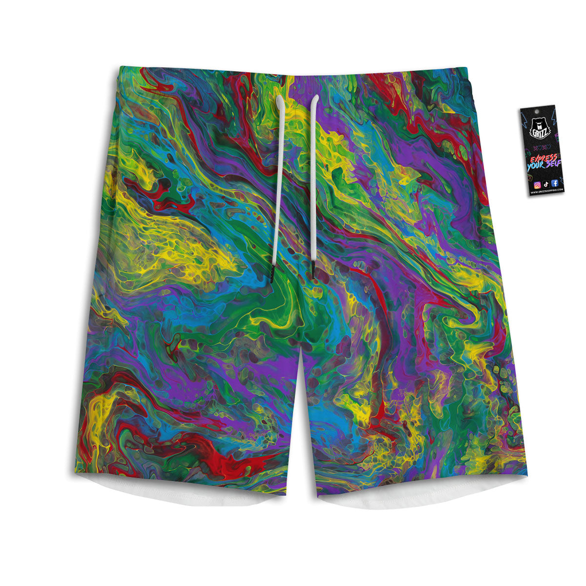 Psychedelic Abstract Print Men's Athletic Shorts