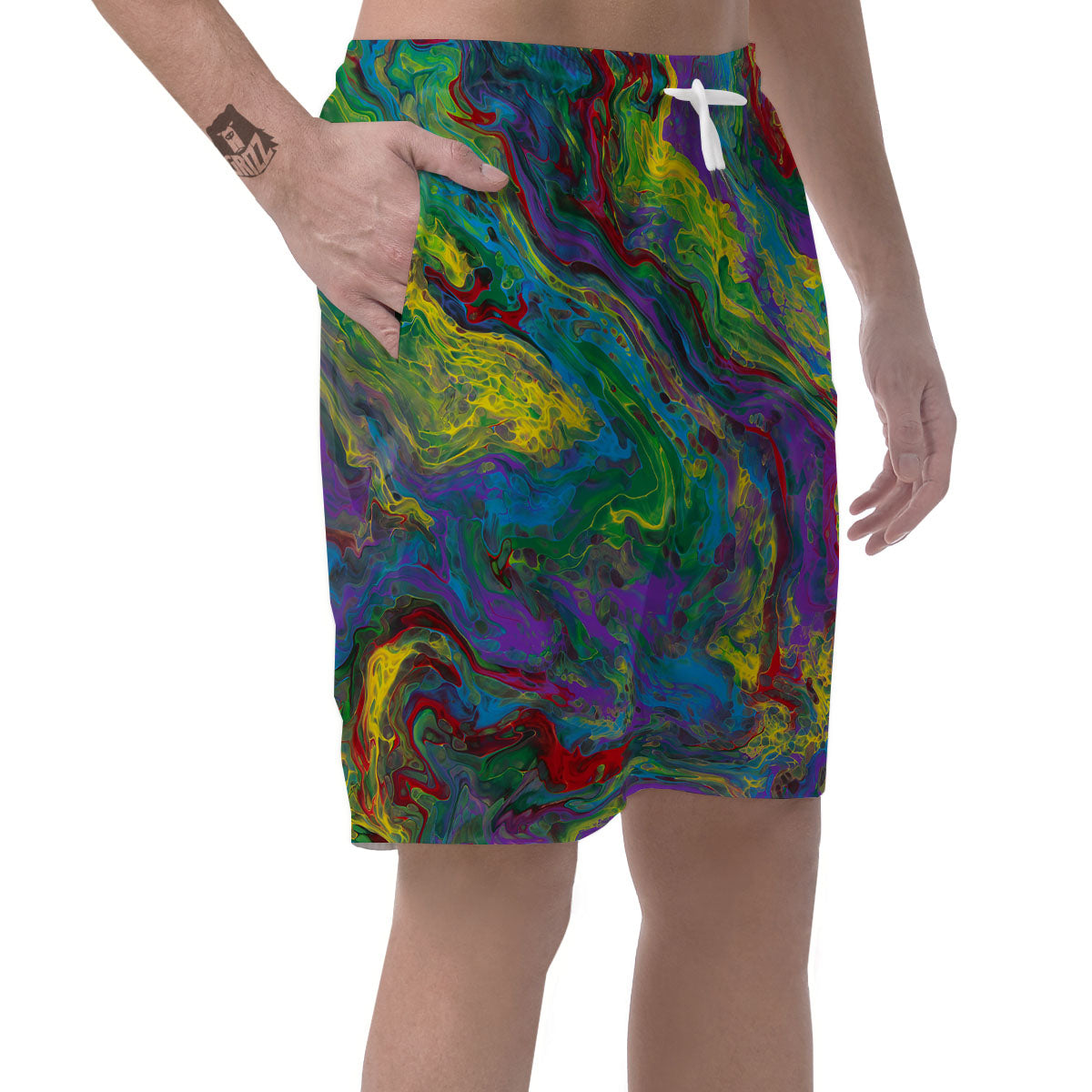 Psychedelic Abstract Print Men's Shorts-grizzshop