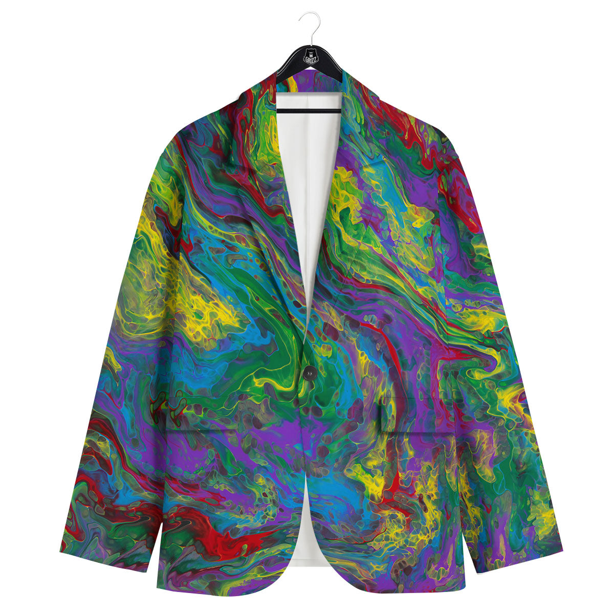 Psychedelic Abstract Print Men's Sport Coat-grizzshop