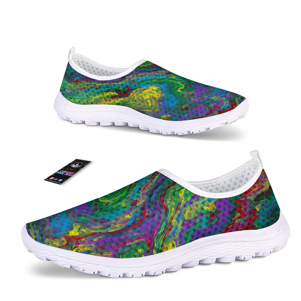 Psychedelic Abstract Print Nurse Shoes-grizzshop