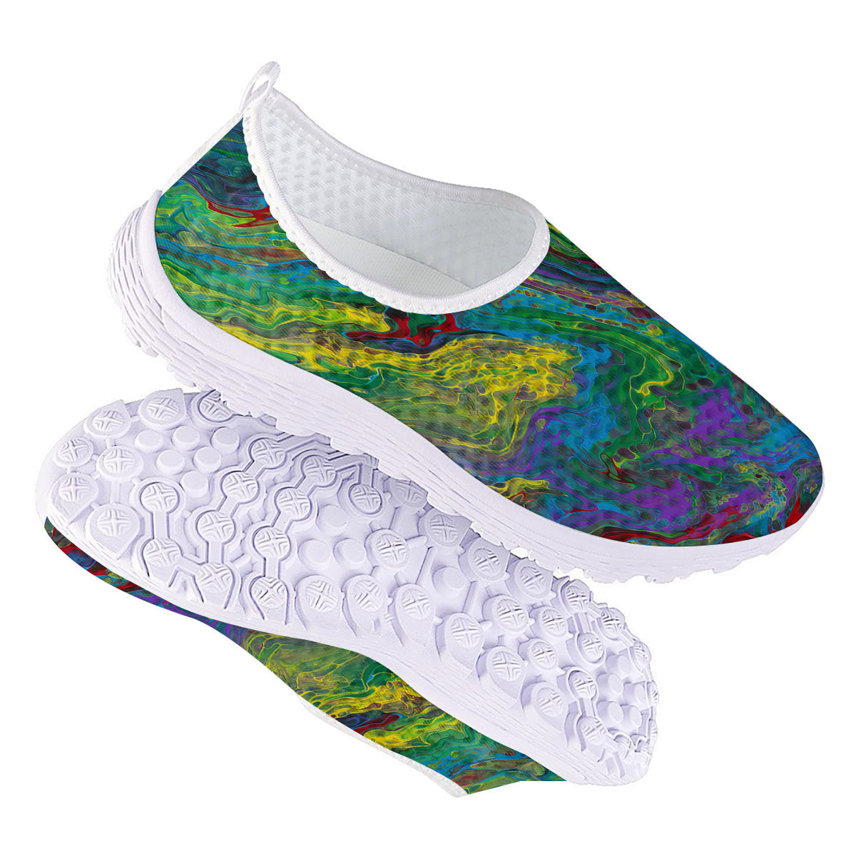 Psychedelic Abstract Print Nurse Shoes-grizzshop