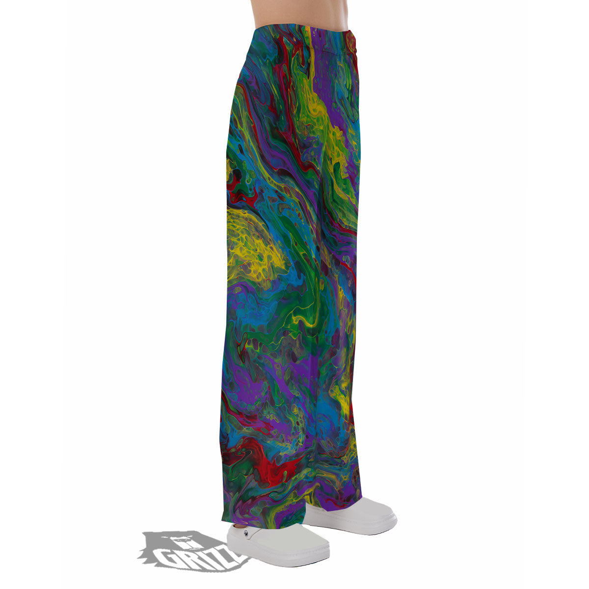 Psychedelic Abstract Print Pajama Pants-grizzshop