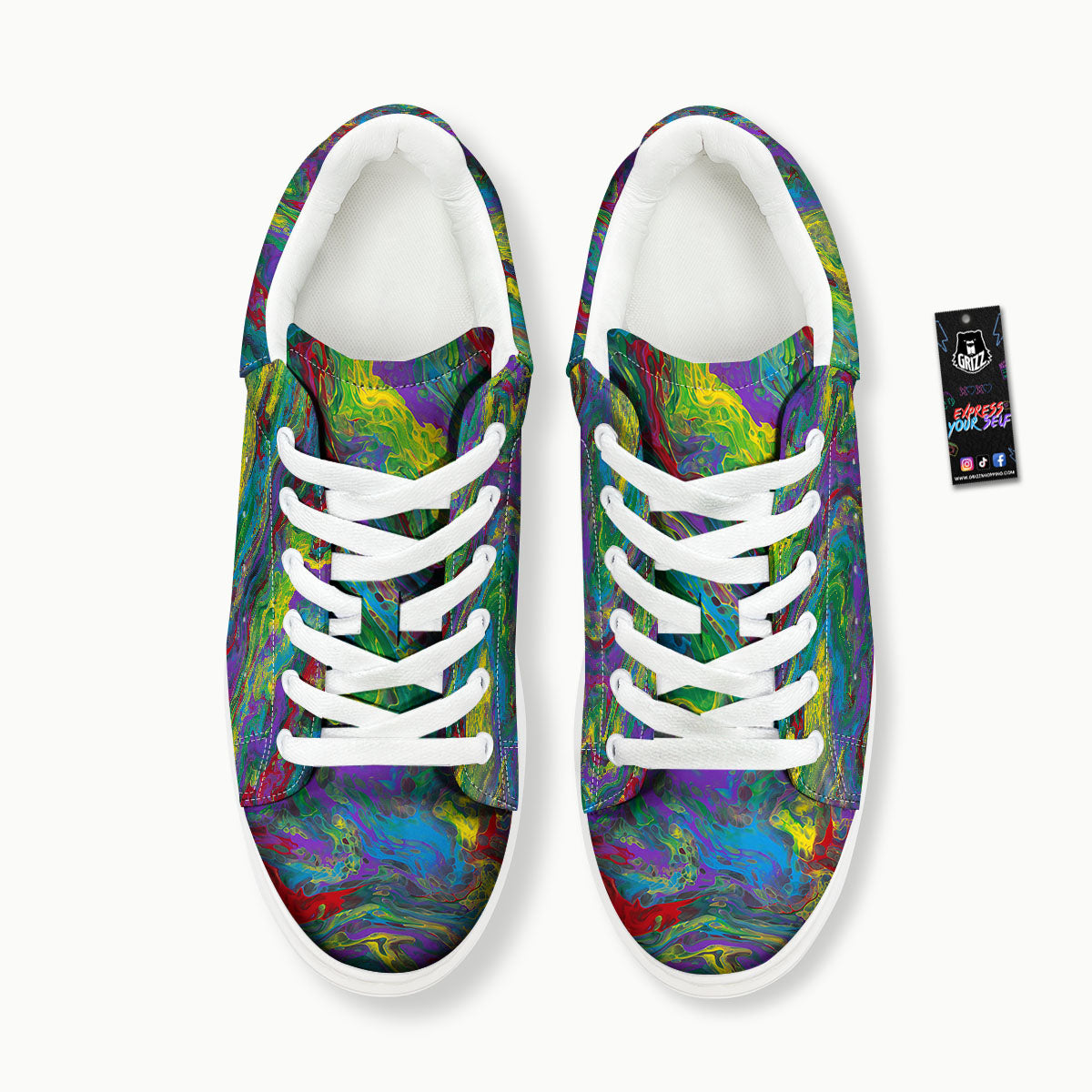 Psychedelic Abstract Print Platform Shoes-grizzshop