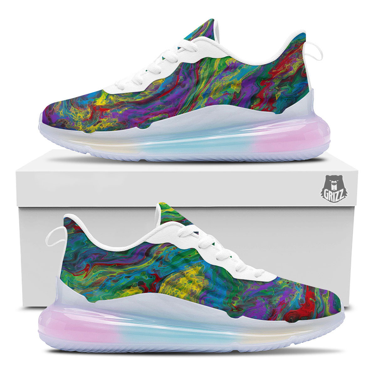 Psychedelic Abstract Print Running Sneakers-grizzshop