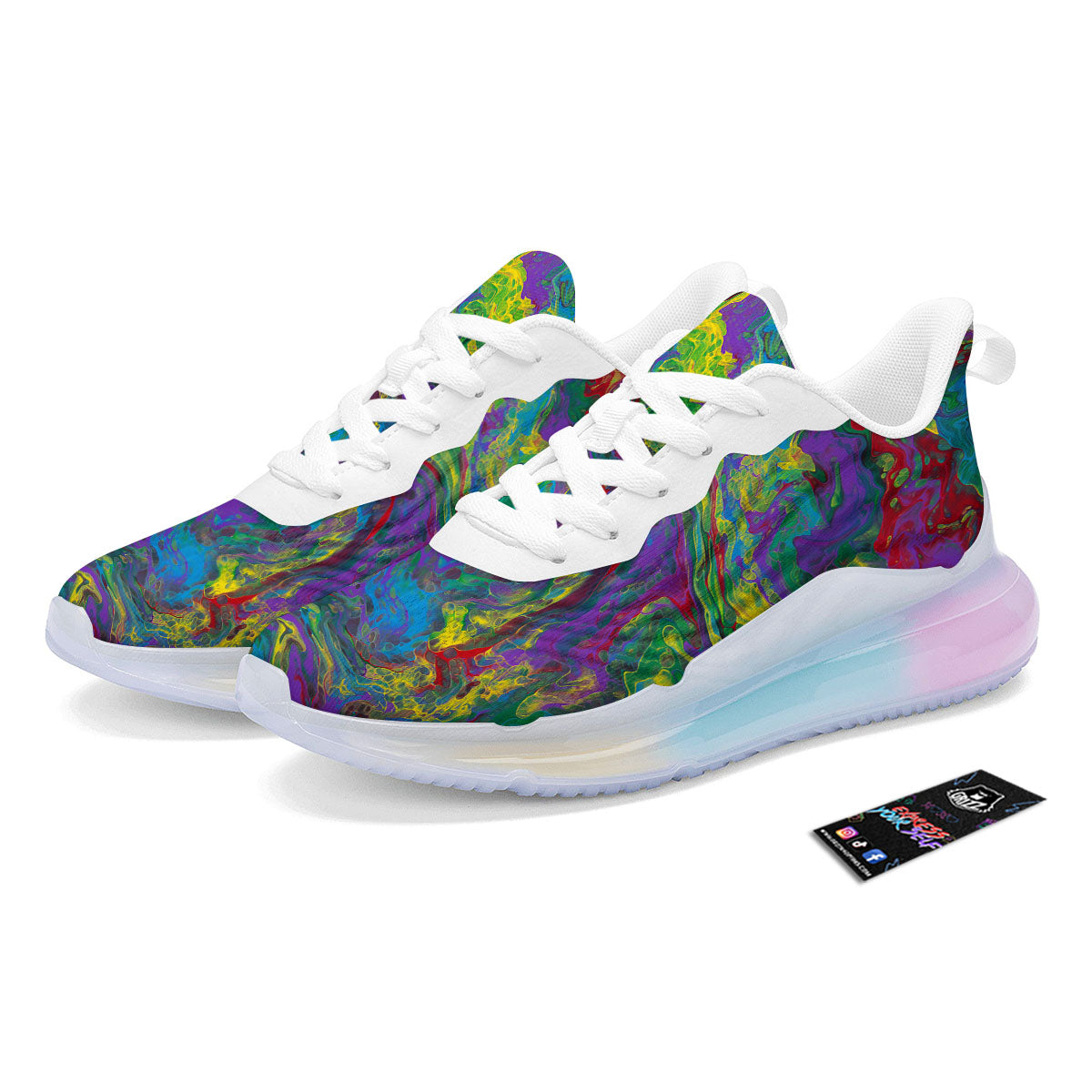 Psychedelic Abstract Print Running Sneakers-grizzshop