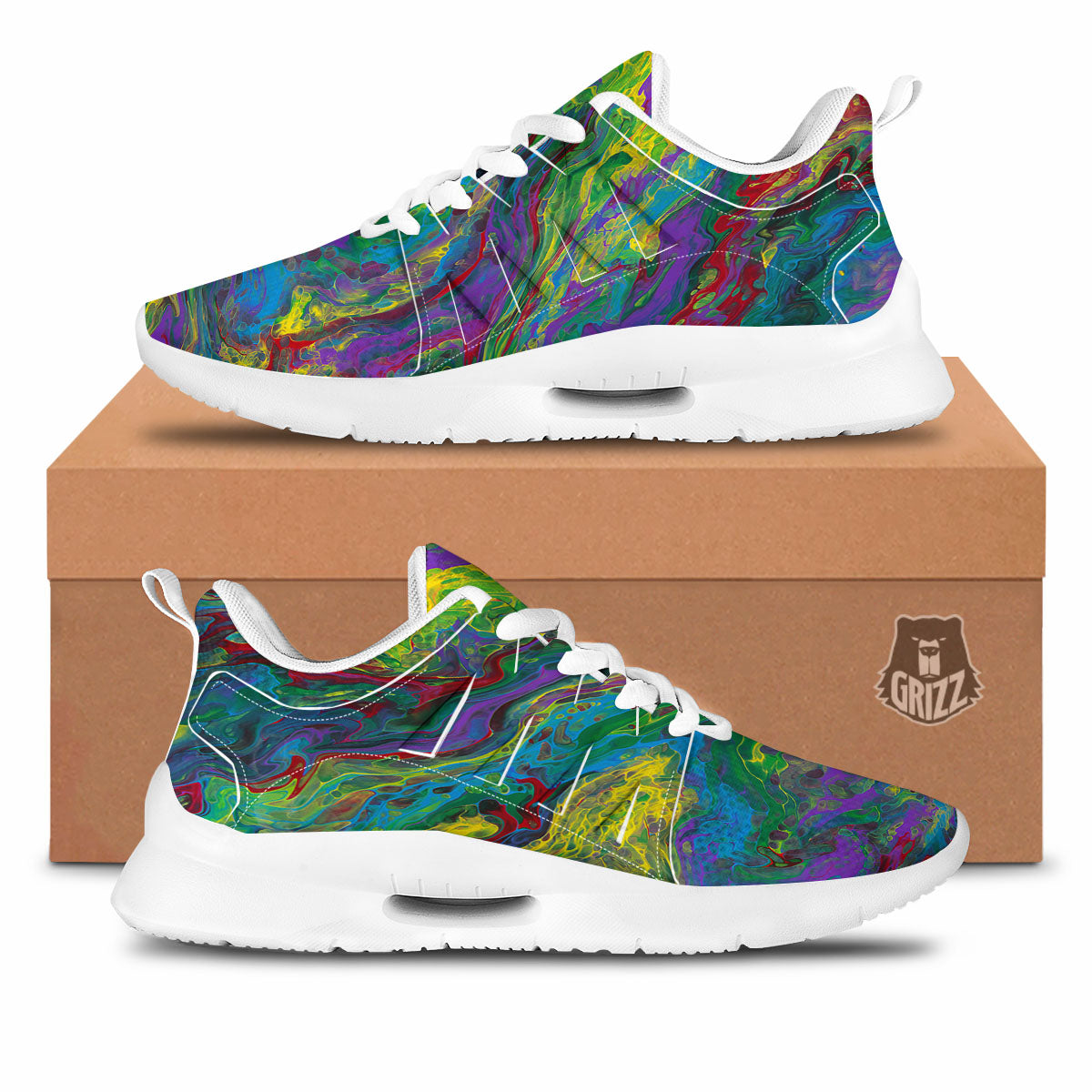 Psychedelic Abstract Print Tennis Shoes-grizzshop