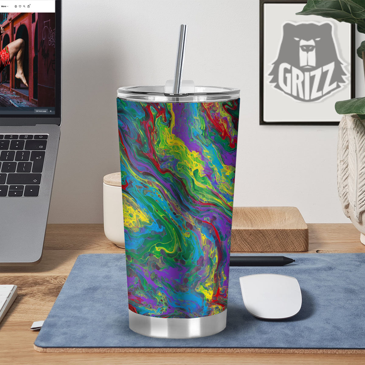 Psychedelic Abstract Print Tumbler-grizzshop