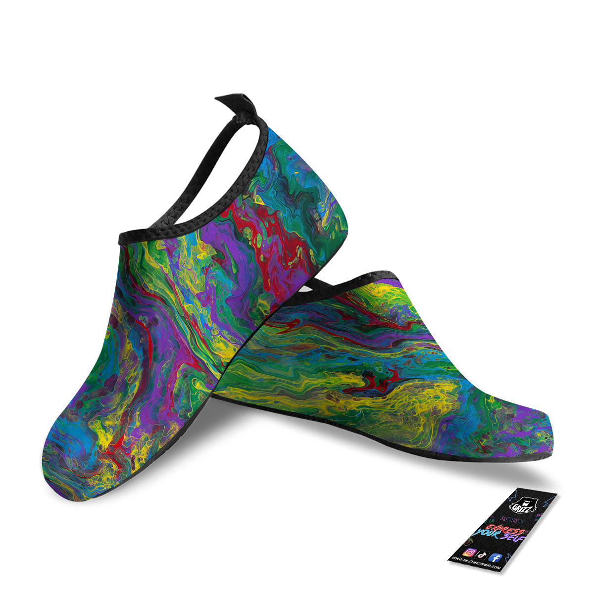Psychedelic Abstract Print Water Shoes-grizzshop