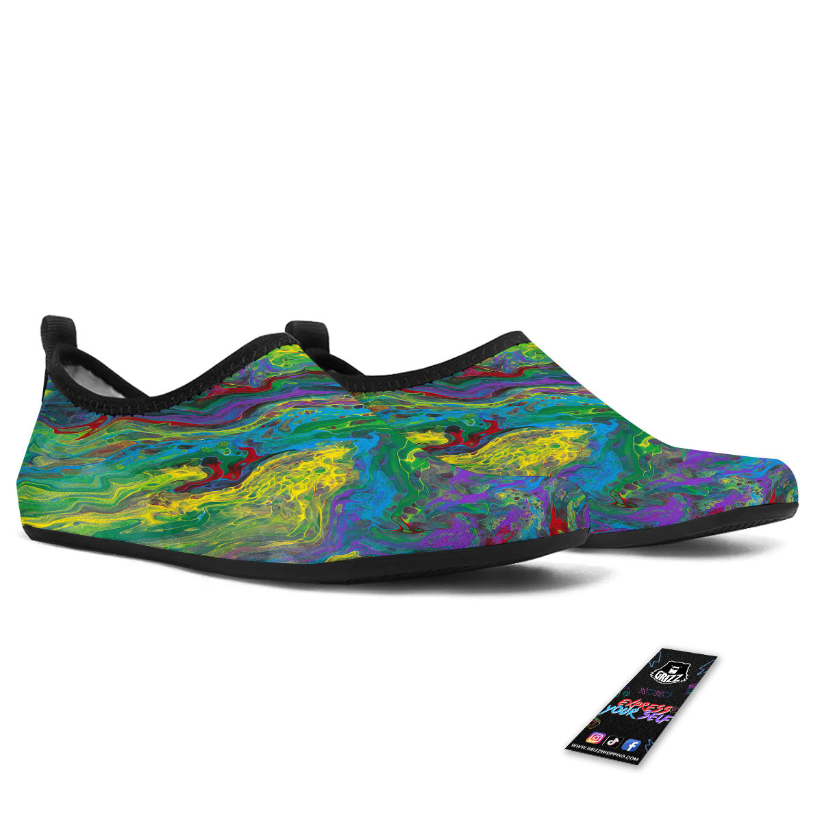 Psychedelic Abstract Print Water Shoes-grizzshop