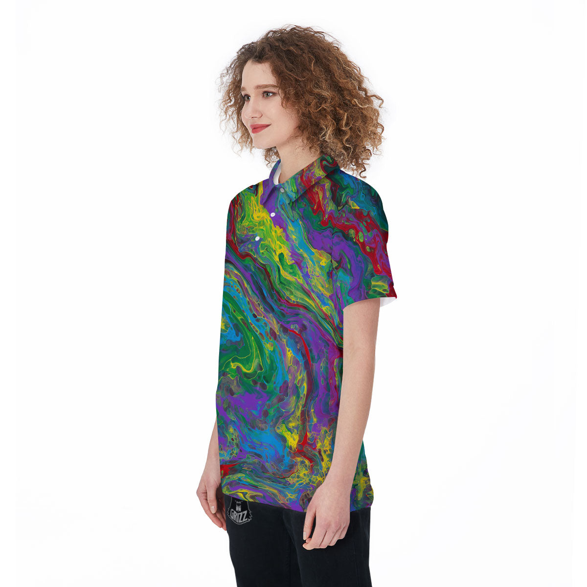 Psychedelic Abstract Print Women's Golf Shirts-grizzshop