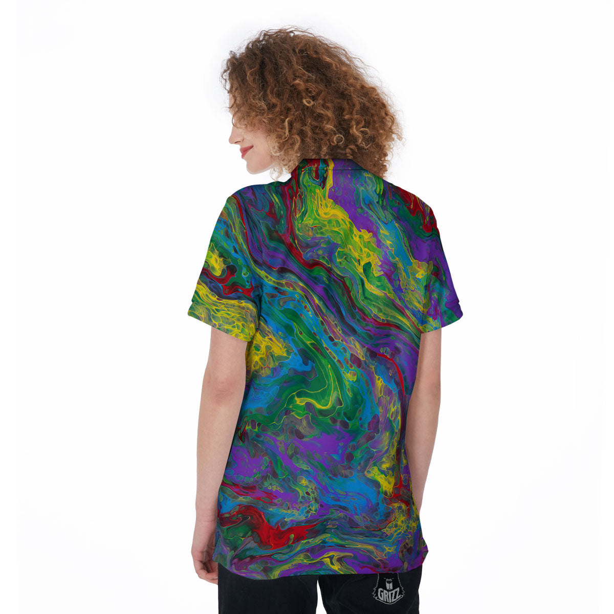 Psychedelic Abstract Print Women's Golf Shirts-grizzshop