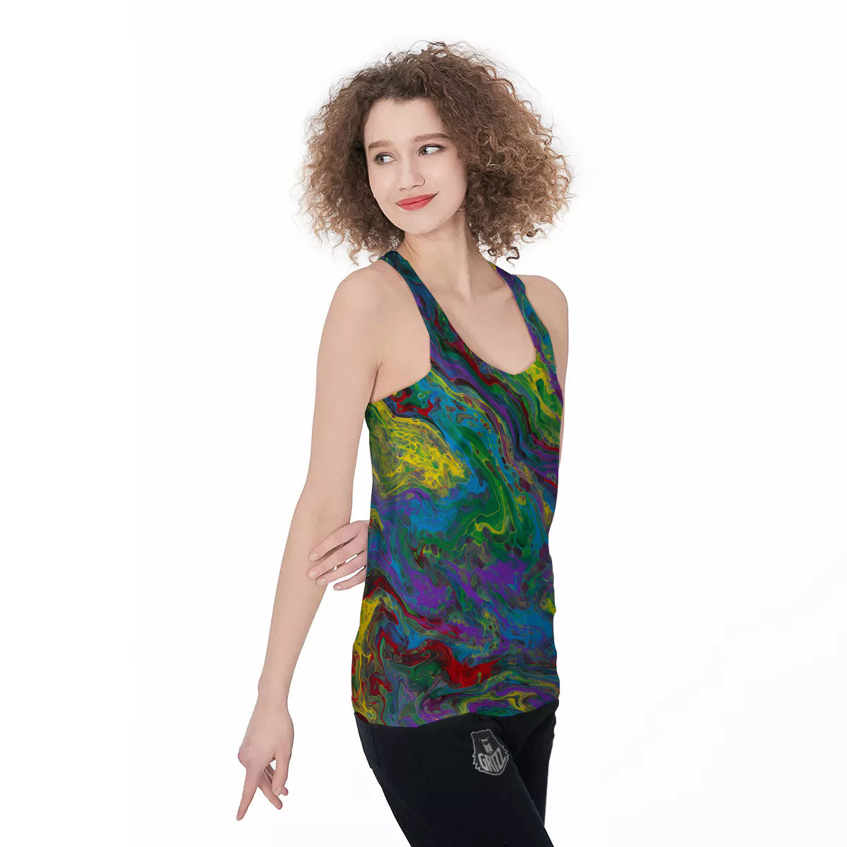 Psychedelic Abstract Print Women's Racerback Tank Top-grizzshop