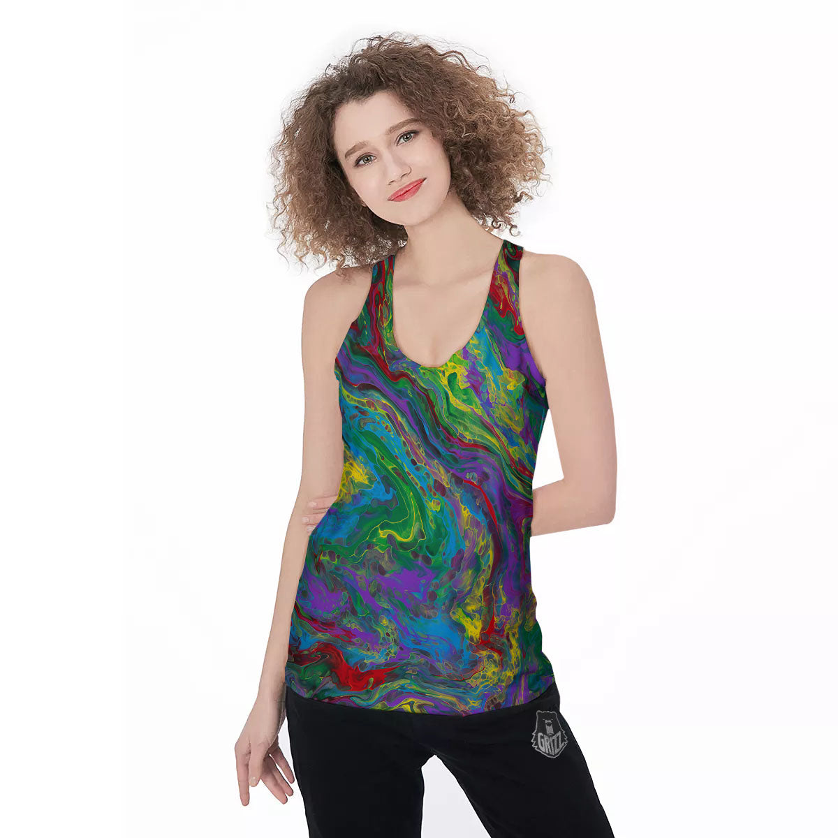 Psychedelic Abstract Print Women's Racerback Tank Top-grizzshop